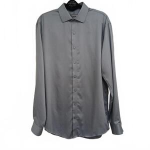 Men's Silver Dress Shirt Long Sleeve 15 1/2 34/35 Flawed